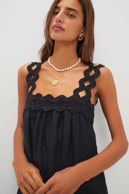 Black Ric Rac Linen Ellis Dress