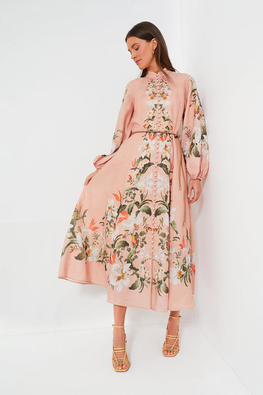 Pink Palm Lexi Billow Long Dress