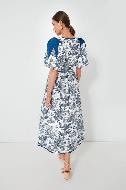 Blue Toile Reynolds Midi Dress