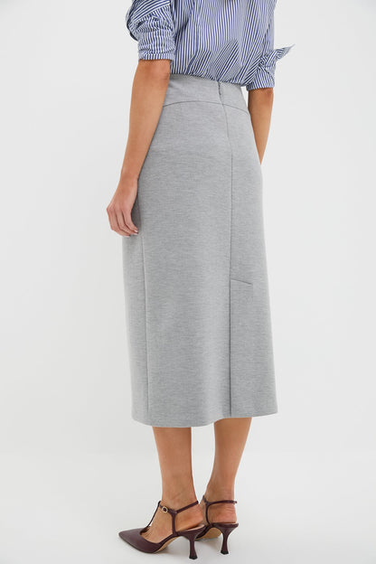 Gray Herringbone Rosewell Midi Skirt