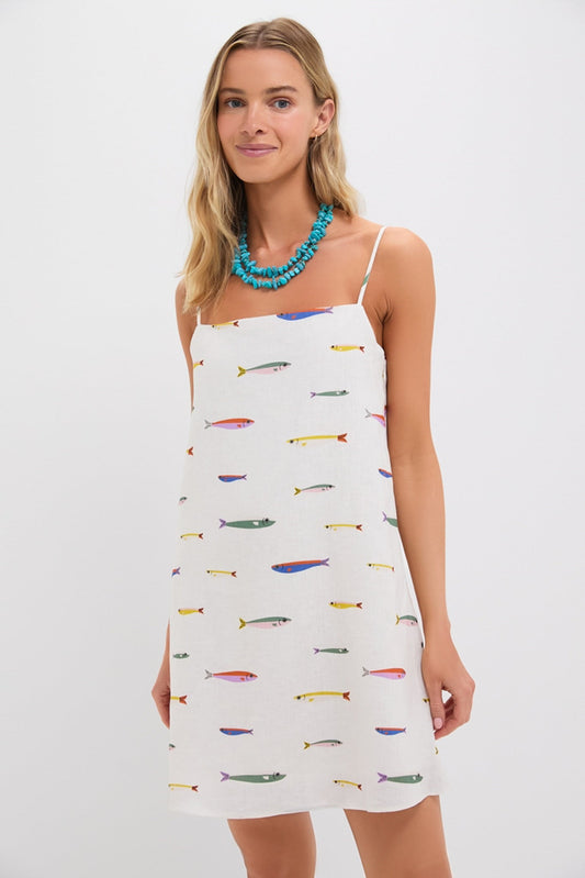 Pop Sardines Ivory Laura Linen Mini Dress