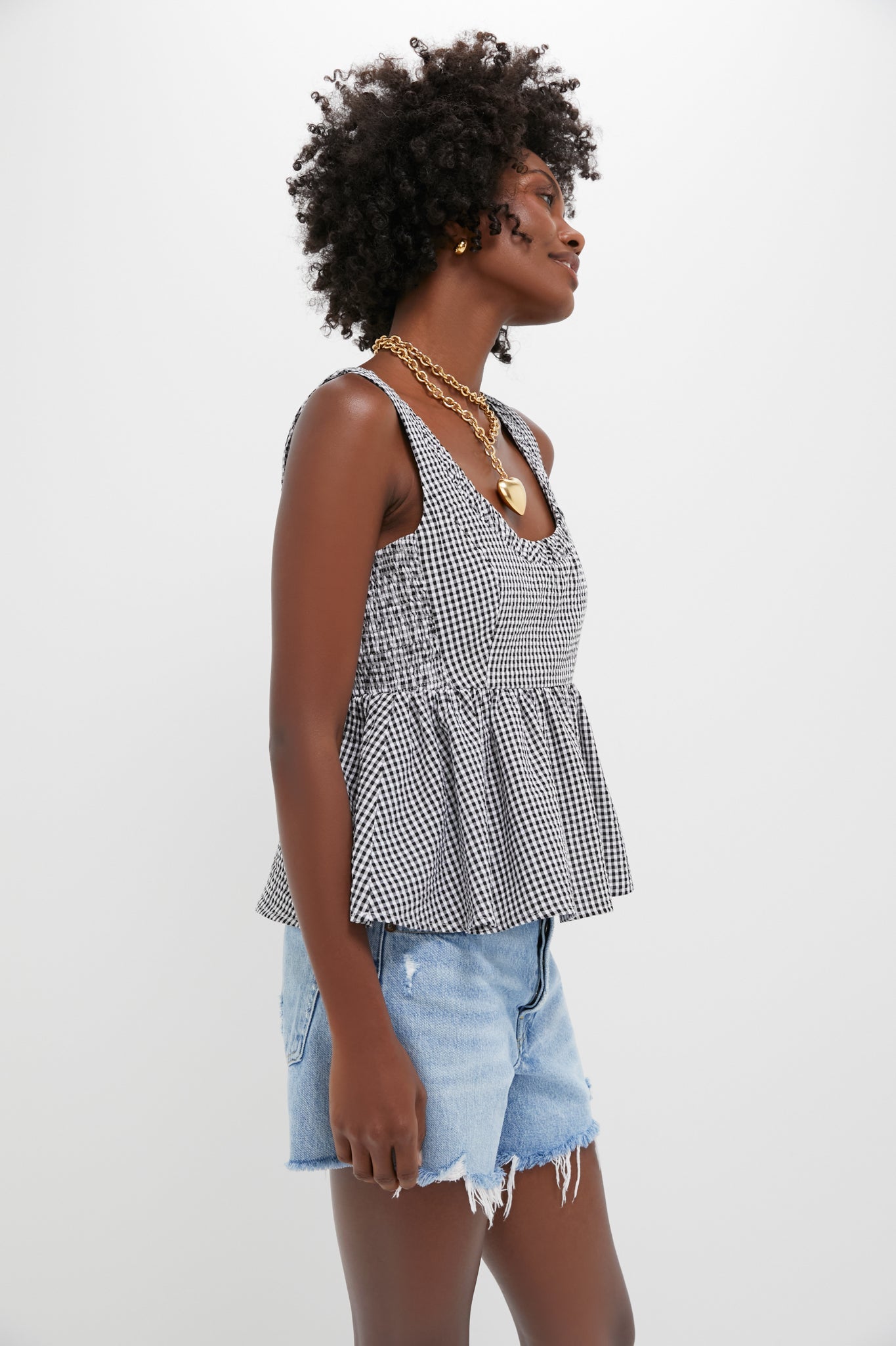 Black Gingham Seersucker Raven Bubble Top