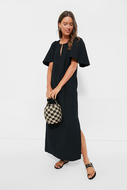Black Finley Flutter Sleeve Maxi Dress