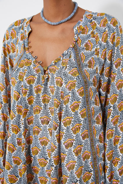 Tulip Print French Blue Fiore Maxi Dress