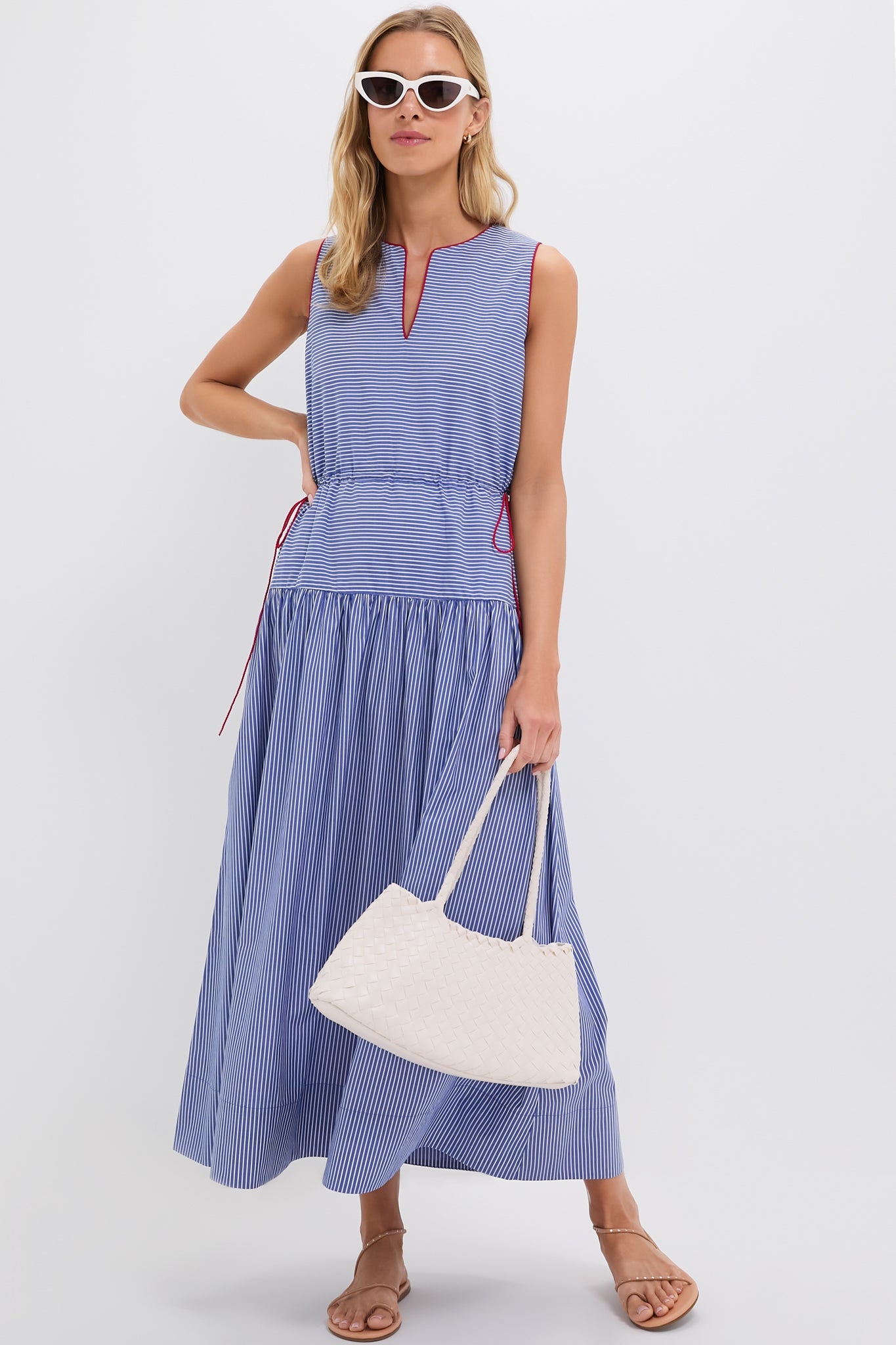 Royal Blue and White Stripe Charlotte Maxi Dress