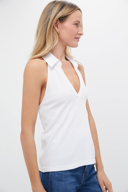 White Nadia Halterneck Polo