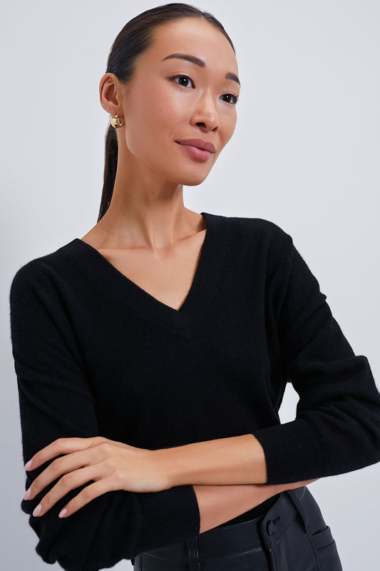 Black Emma Cashmere Bodie Boyfriend Crewneck