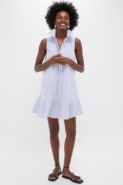 Blue Stripe Sleeveless Callahan Shirt Dress