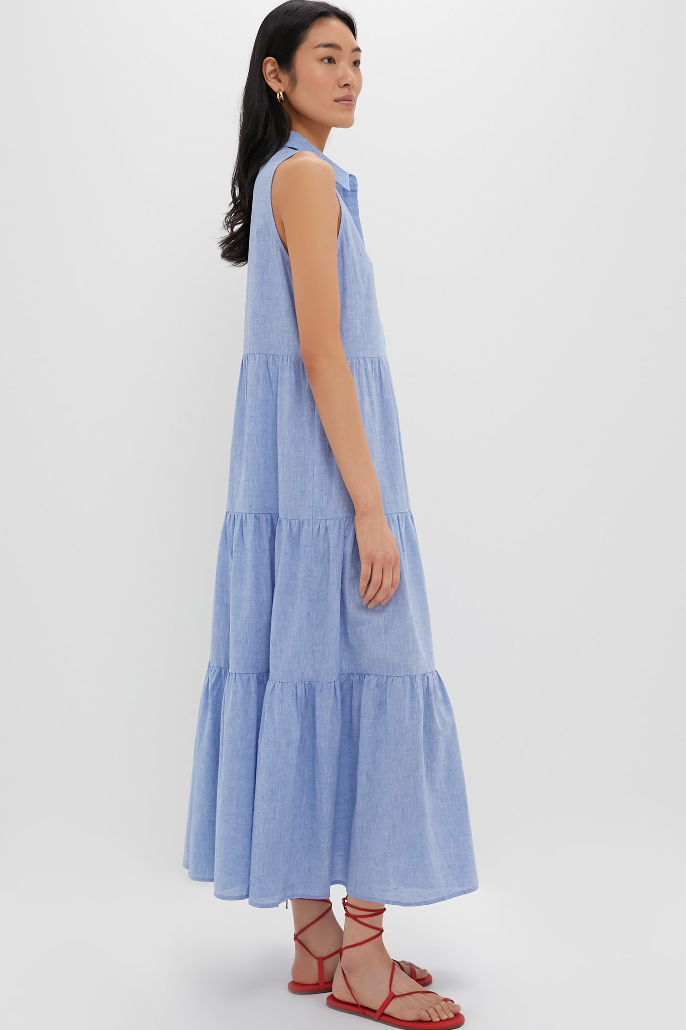 Chambray Sleeveless Mabel Maxi Dress