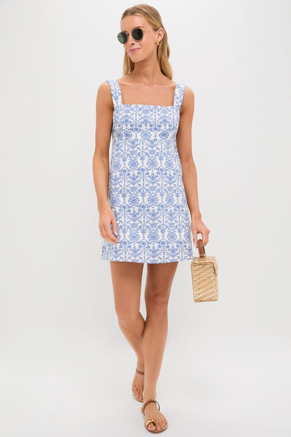 Blue and White Volos Mini Dress