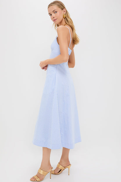 Blue Hydrangea Stripe Honor Cami Midi Dress