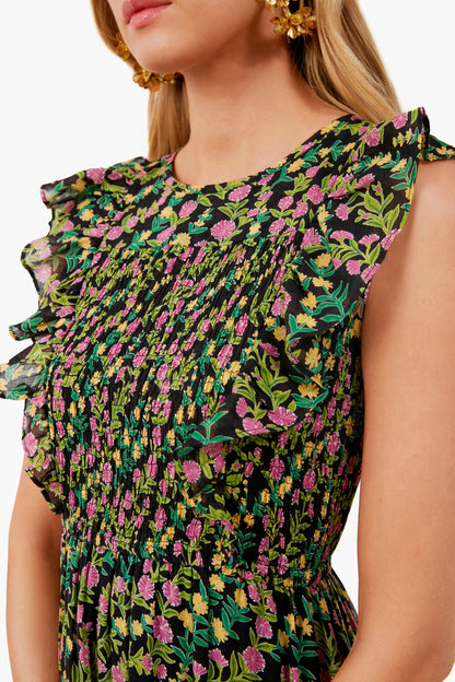 Boundless Floral Black Iris Dress