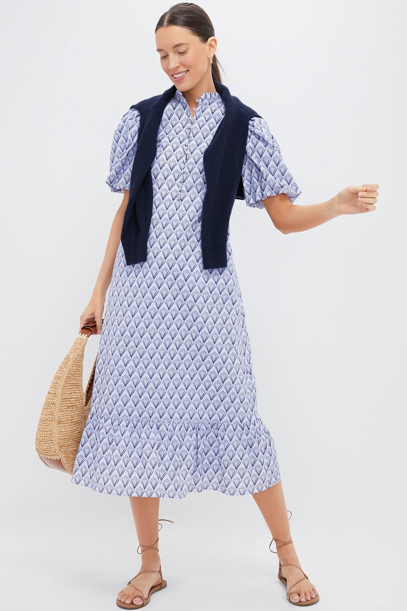 Periwinkle Trellis Floral Mimi Midi Dress