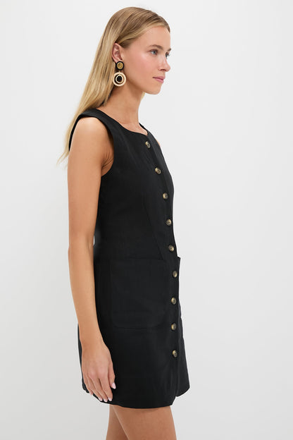 Black Emma Button Down Mini Dress