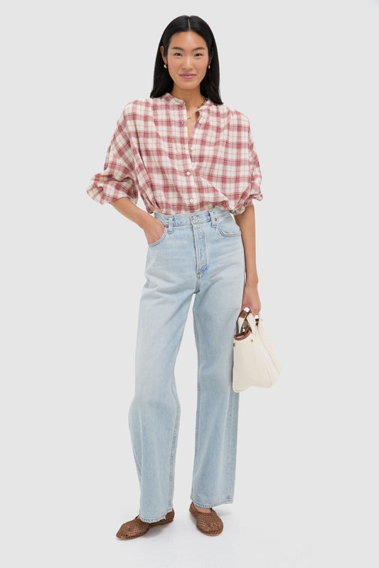 Pink and White Plaid Juliette Button Down