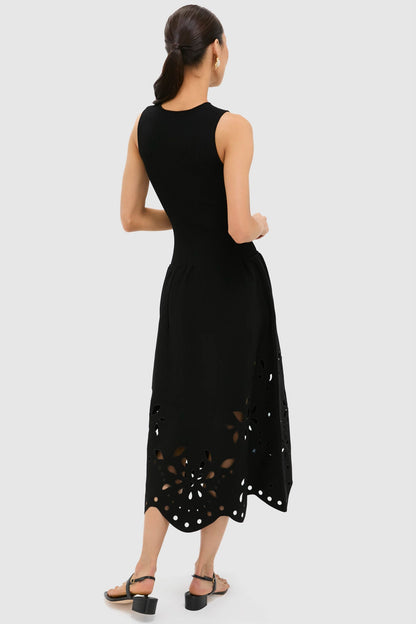 Noir Rosaline Sleeveless Drop Waist Knit Midi Dress