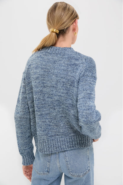 Marled Blue Cotton Americana Sweater