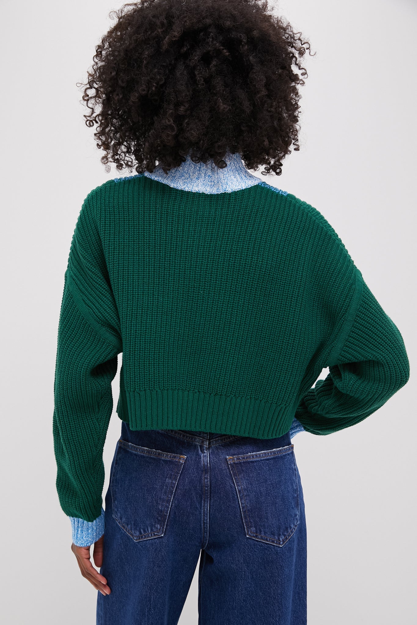 Jungle, Sky and Ivory Cropped Hampton Sweater