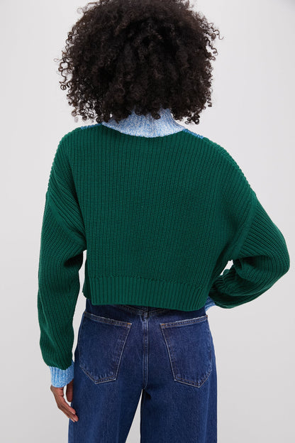 Jungle, Sky and Ivory Cropped Hampton Sweater