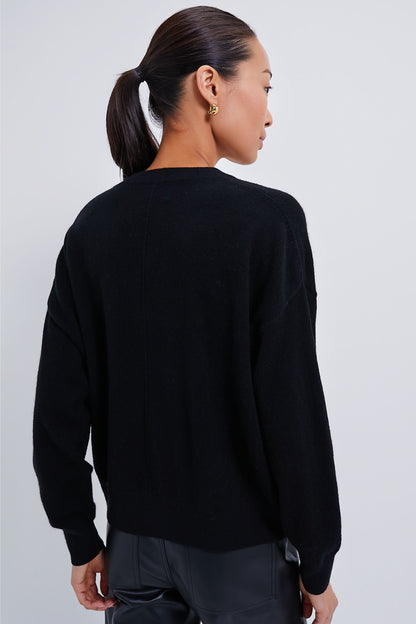 Black Emma Cashmere Bodie Boyfriend Crewneck