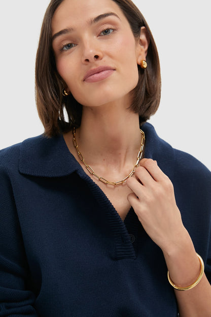 Navy Knit Bode Polo Sweater