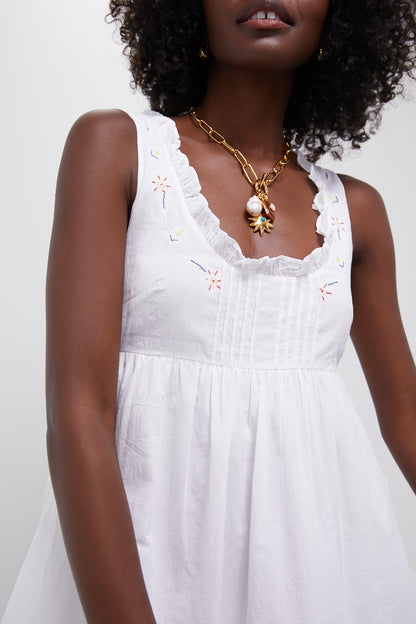 White Floral Embroidered Meissa Dress