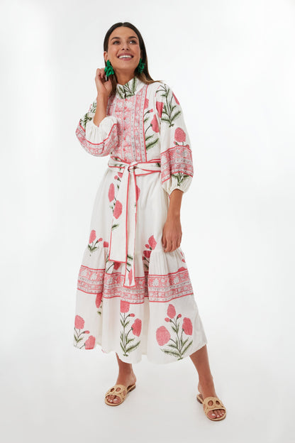 Exclusive Rosy Marigold Flounce Dress