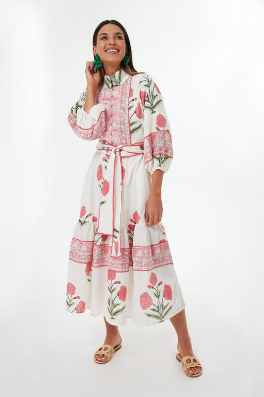 Exclusive Rosy Marigold Flounce Dress