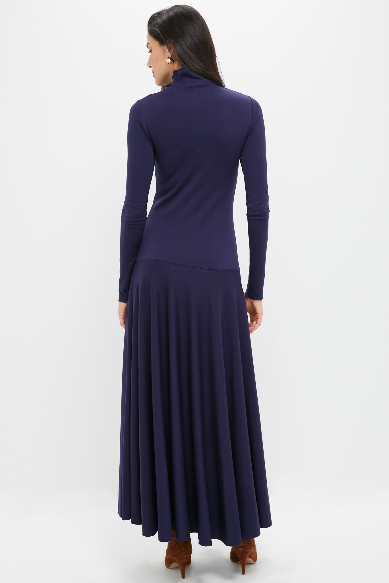 Ink Lux Jersey Knit Turtleneck Long Sleeve A-Line Dress