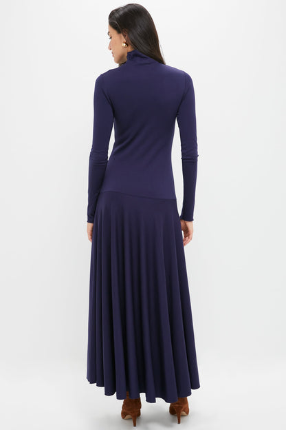 Ink Lux Jersey Knit Turtleneck Long Sleeve A-Line Dress