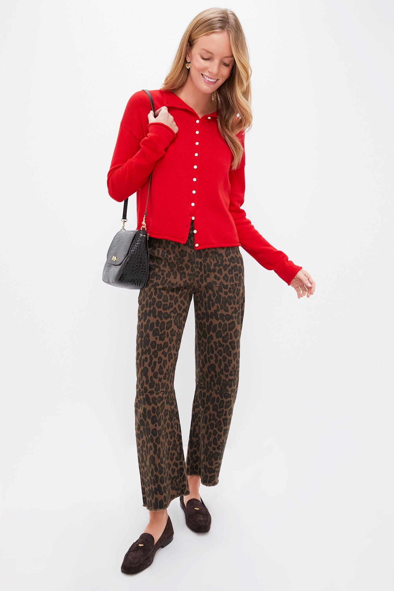 Fire Red Taylor Rollneck Cardigan