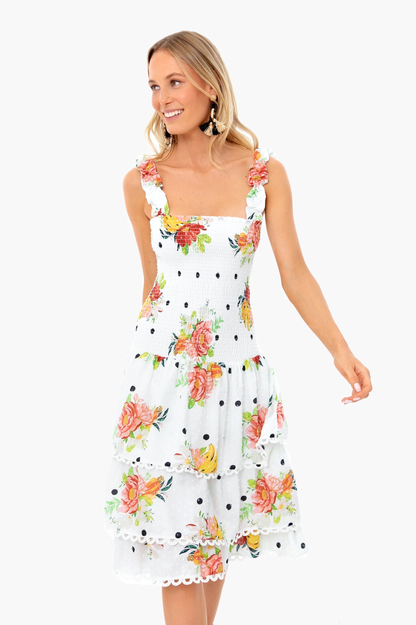 White Nanaju Midi Dress