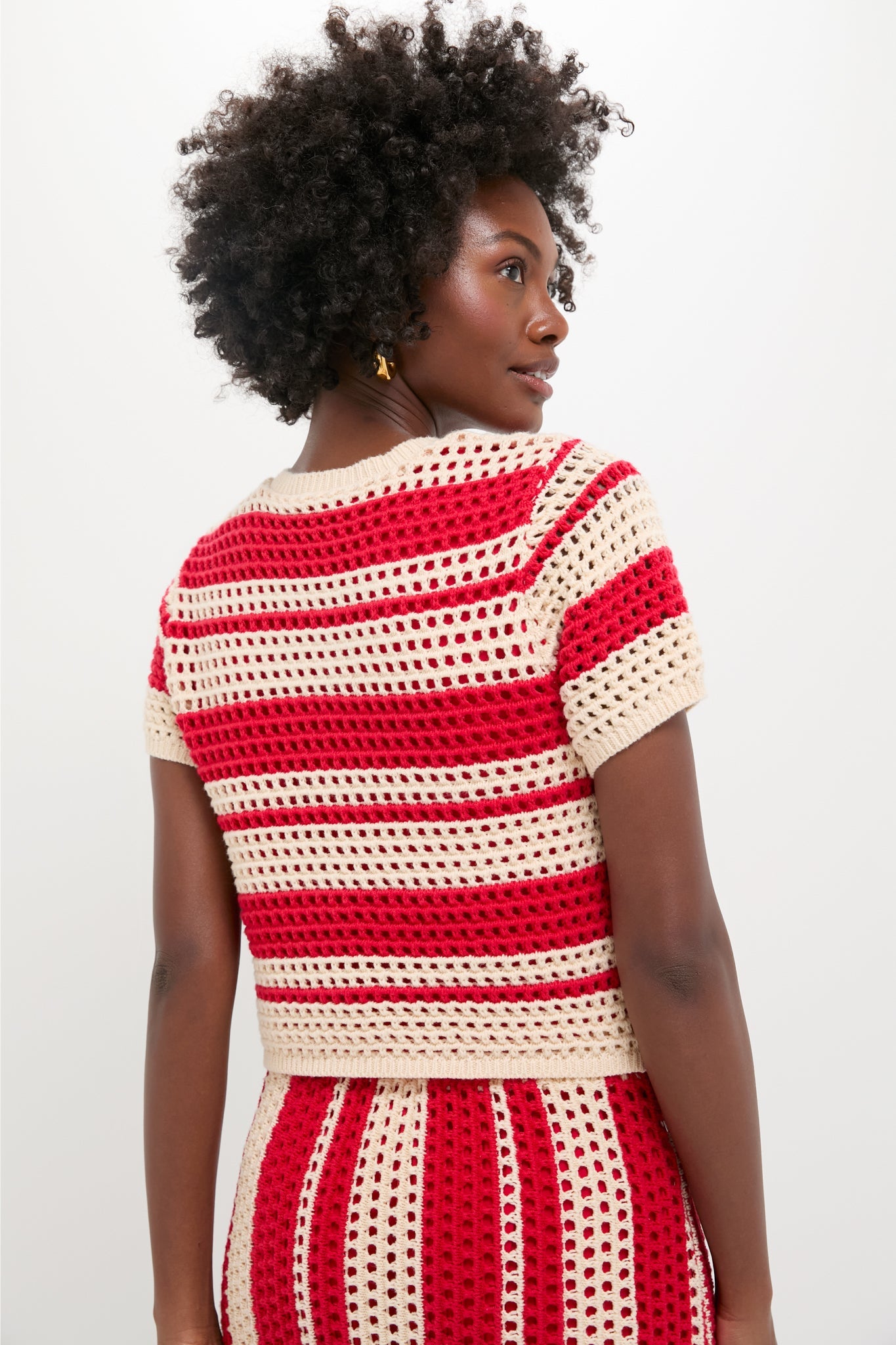 Burnt Red & Beige Striped Knit Ren Top
