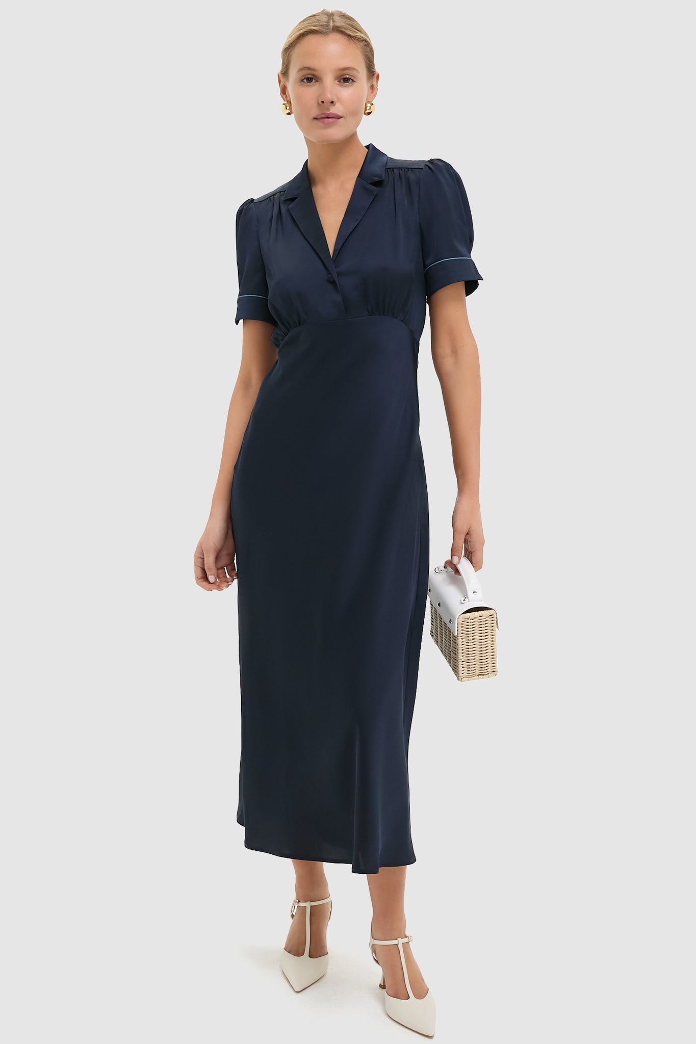 Navy Satin Bellamy Dress