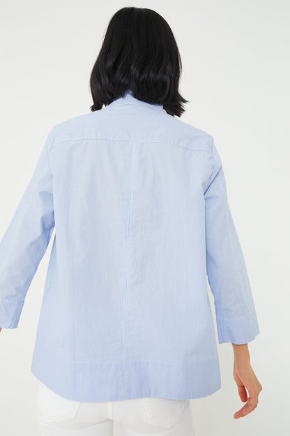 Blue Margot Stand Collar Blouse