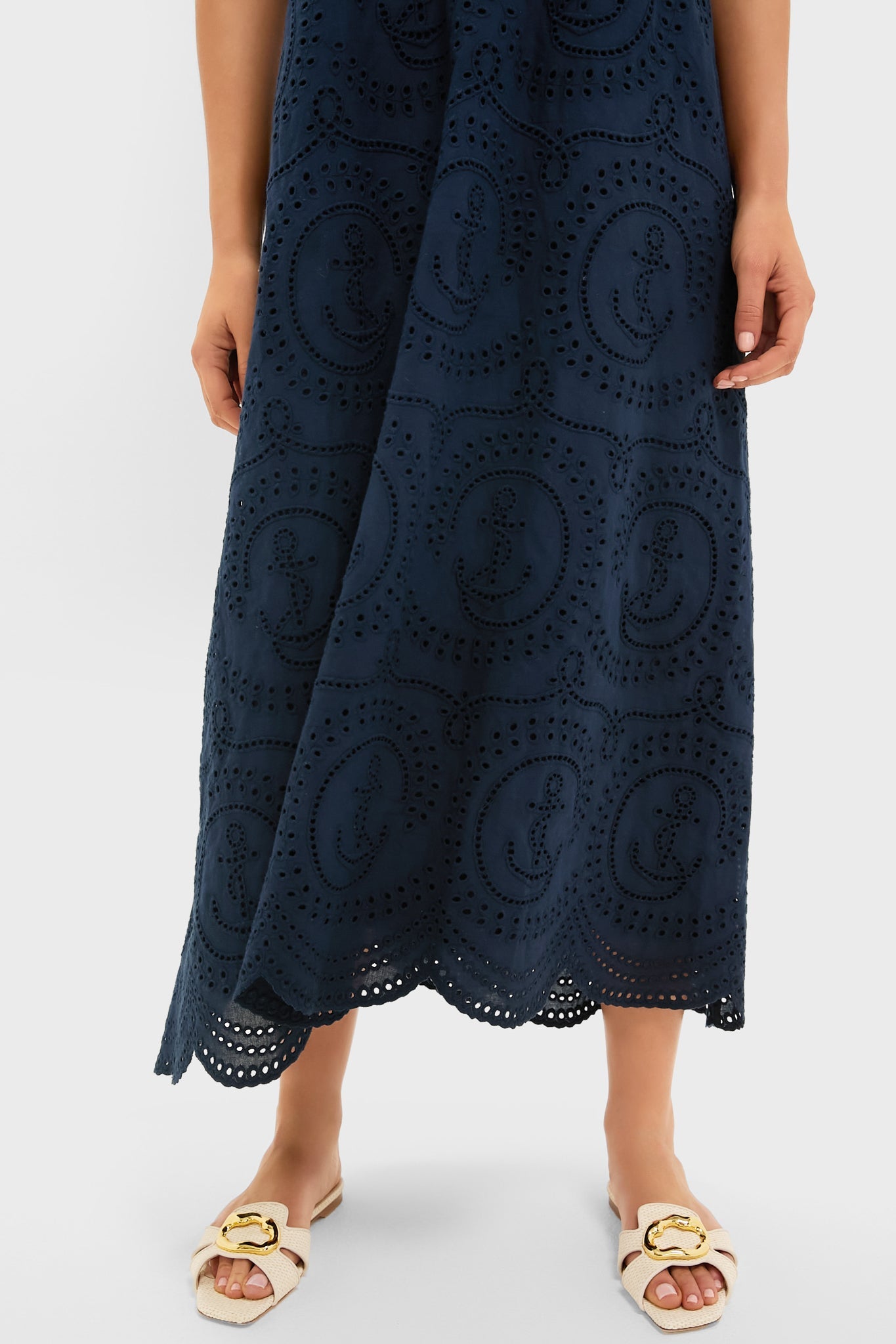 Navy Nautical Eyelet Jagger Dress