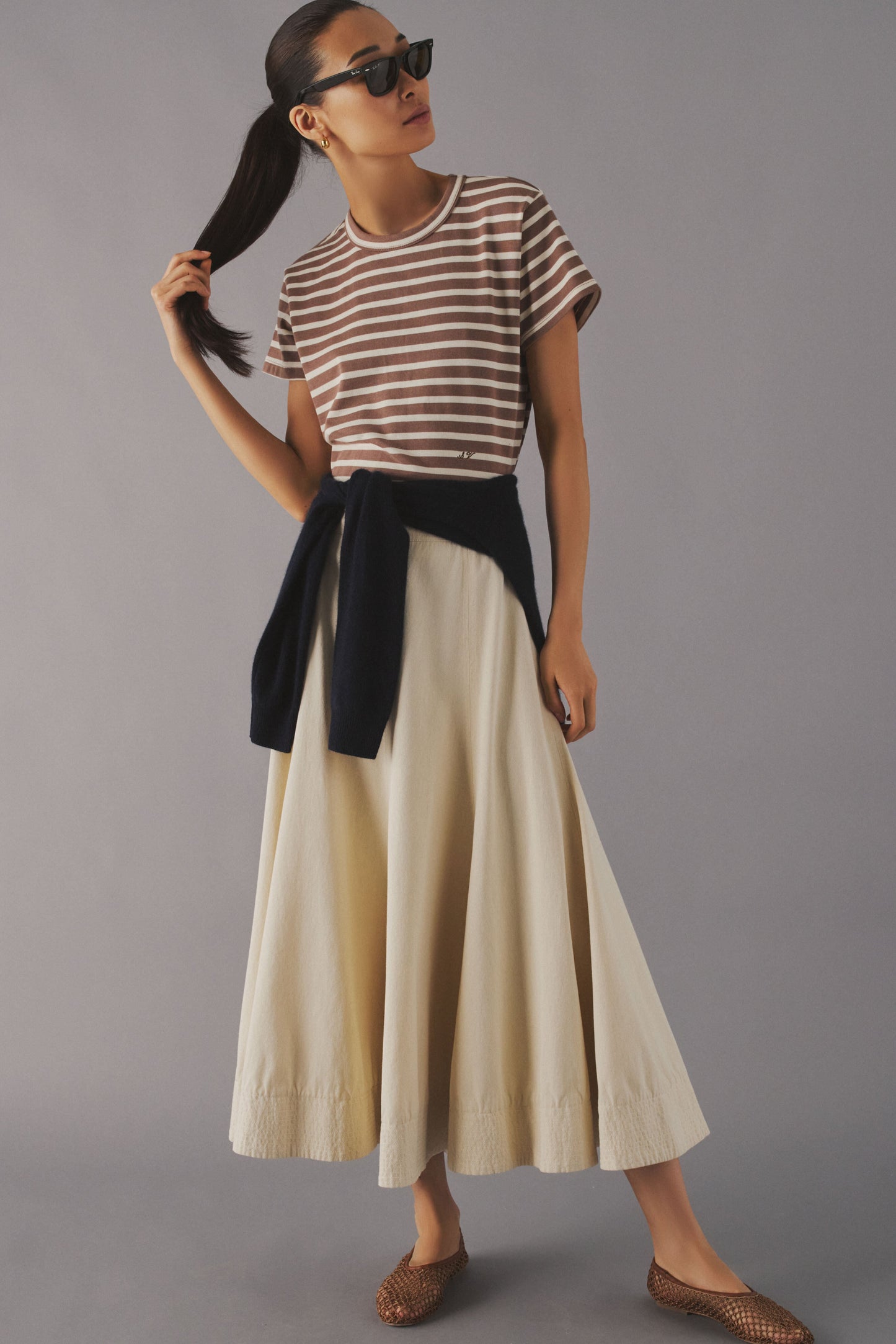 Mocha Stripe Parker Classic Tee