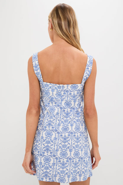 Blue and White Volos Mini Dress