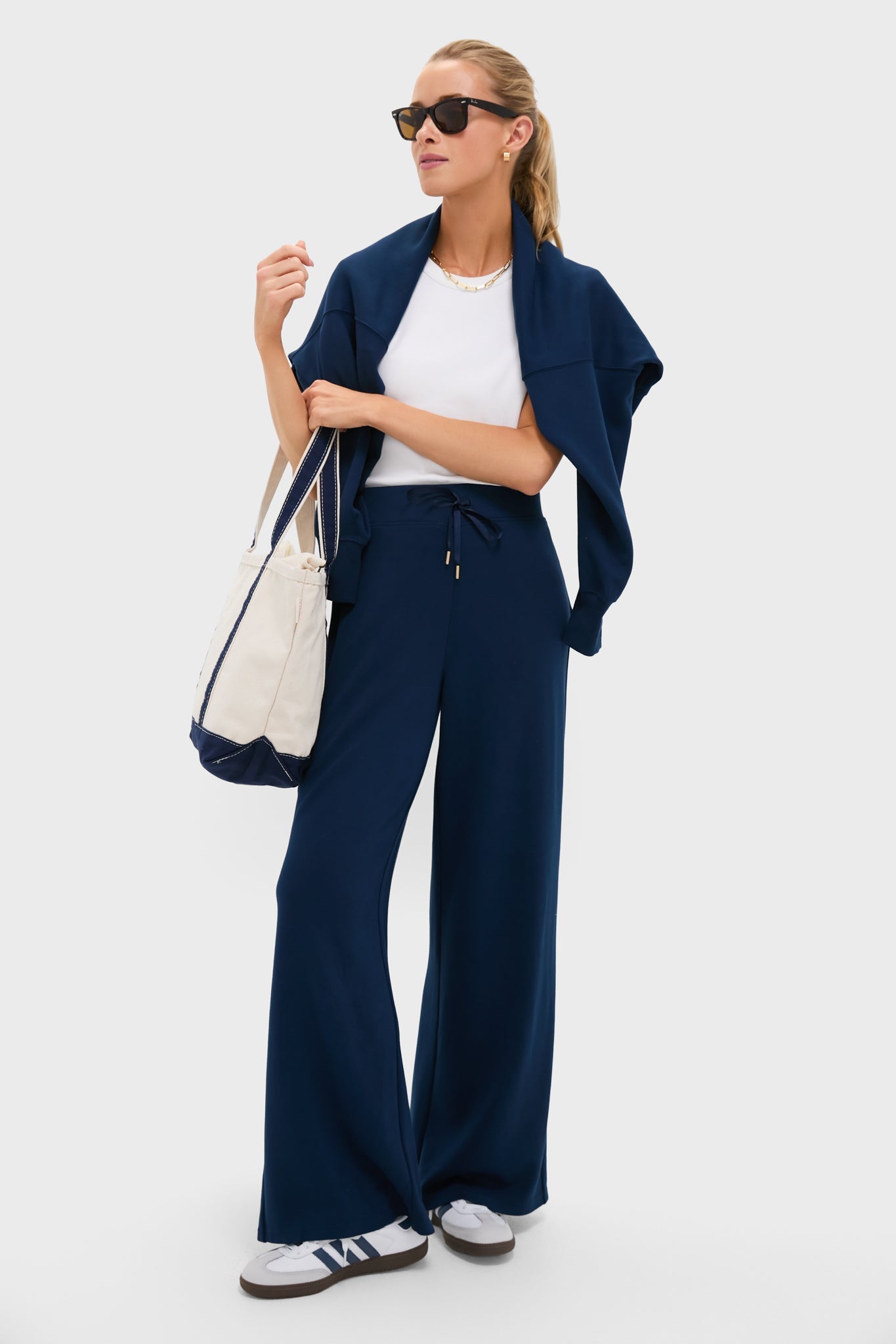 Navy Wide Leg Comfort Stretch Finn Sweatpants