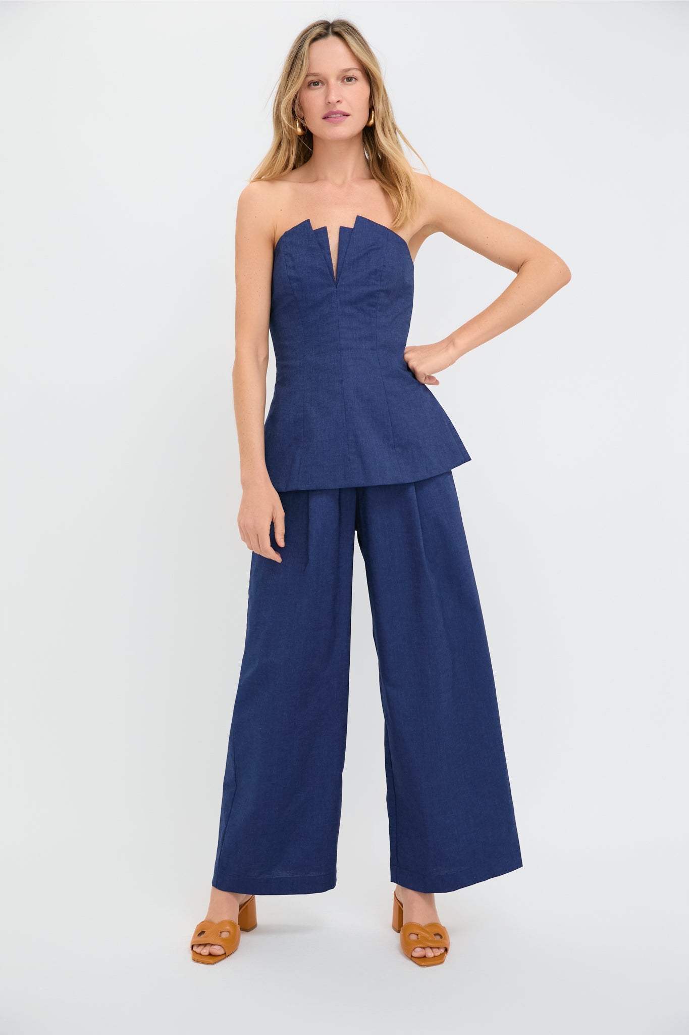 Navy Denim Panca Pants