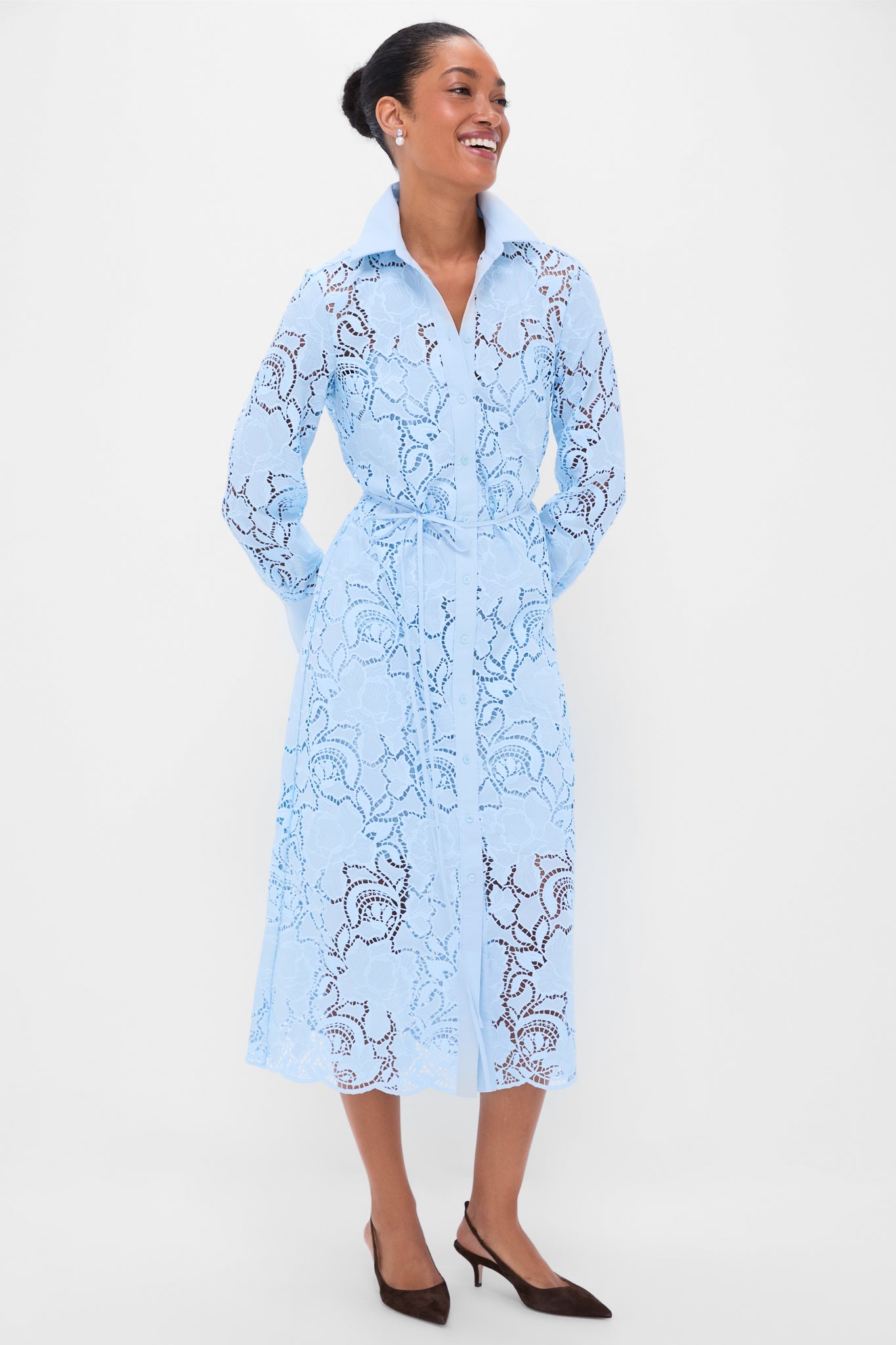 Dream Blue Long Sleeve Shirt Dress