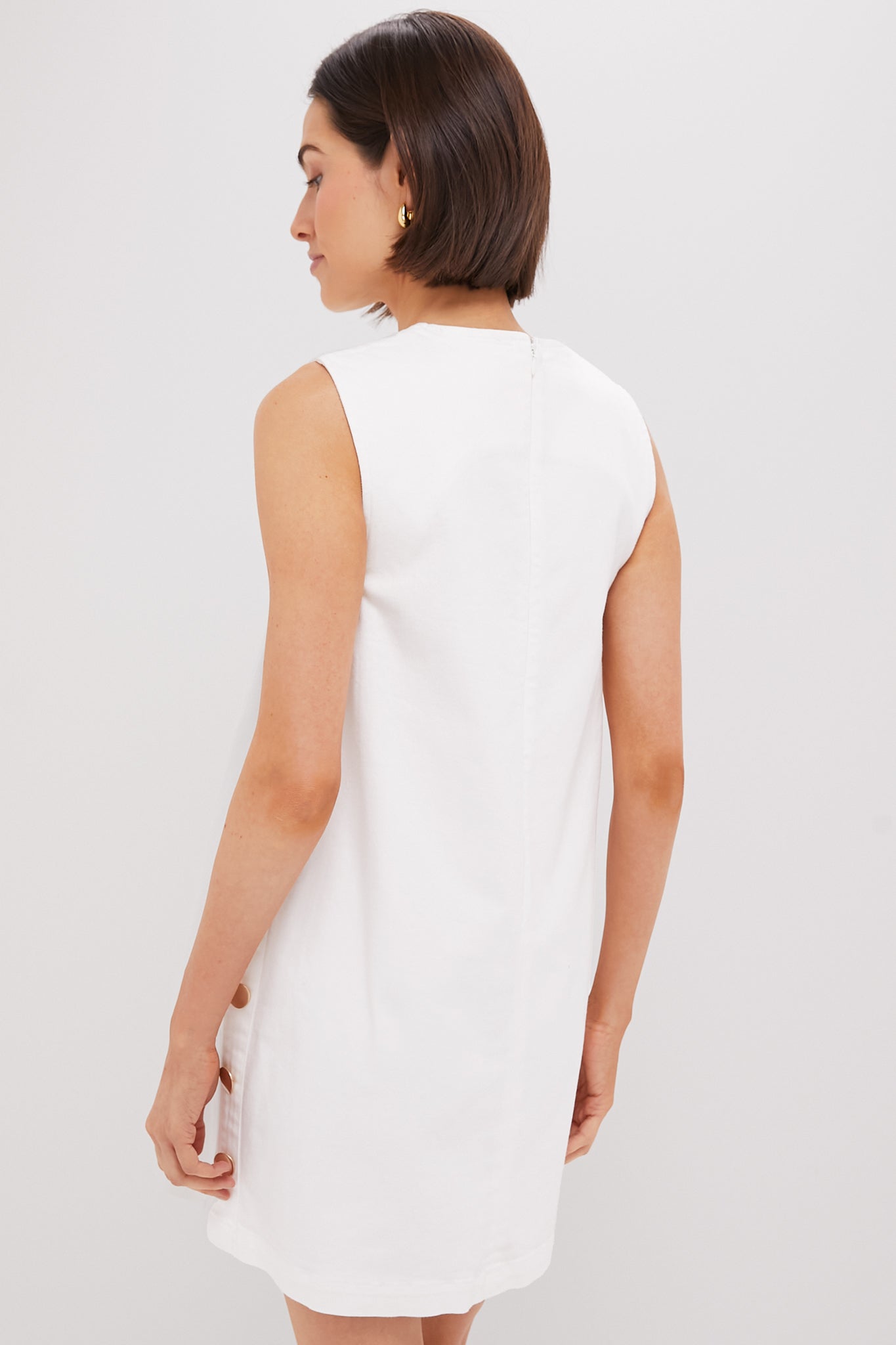 White Twill Button Bitsy Dress