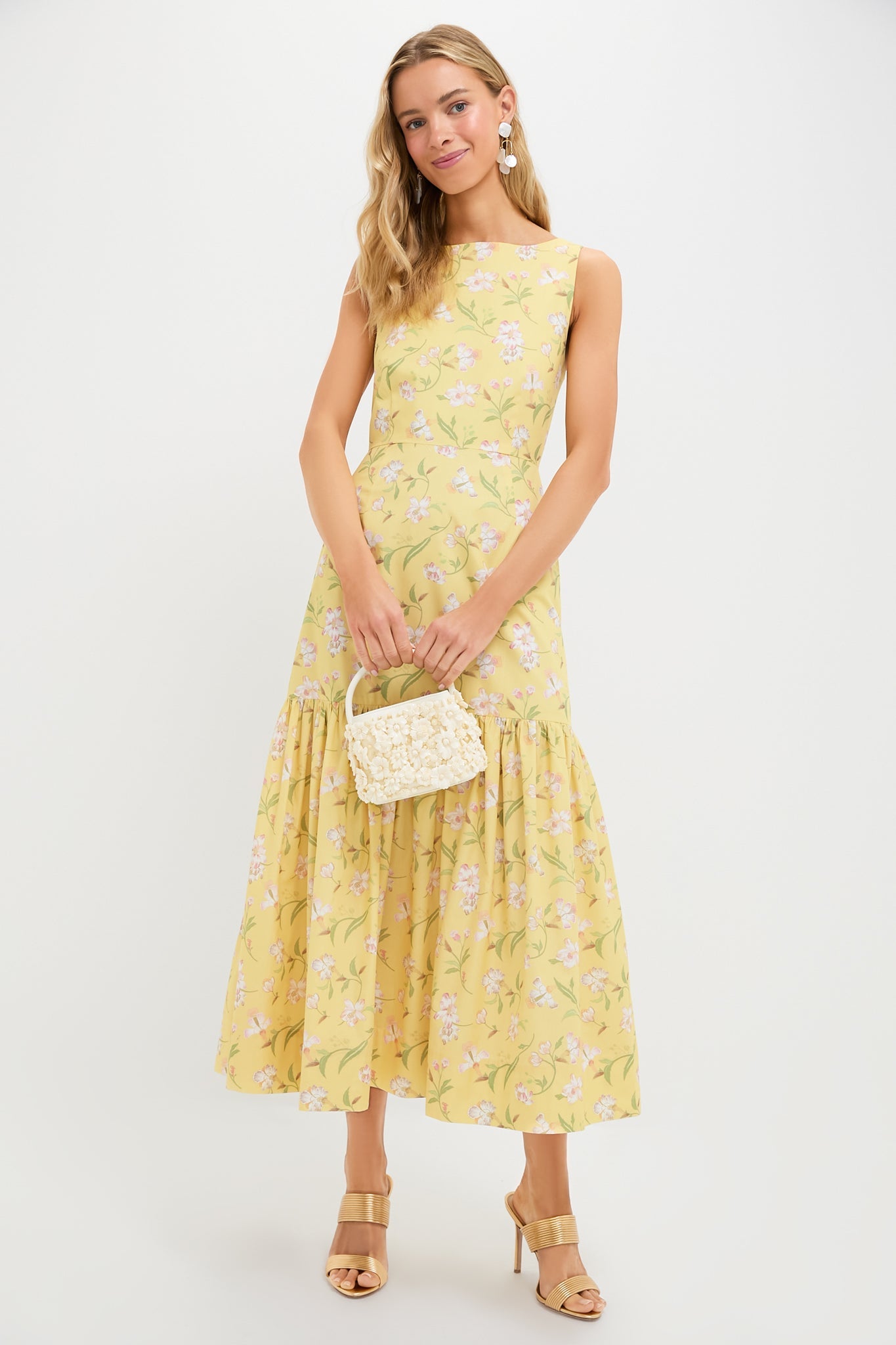 Yellow Hibiscus Low-Back Dress