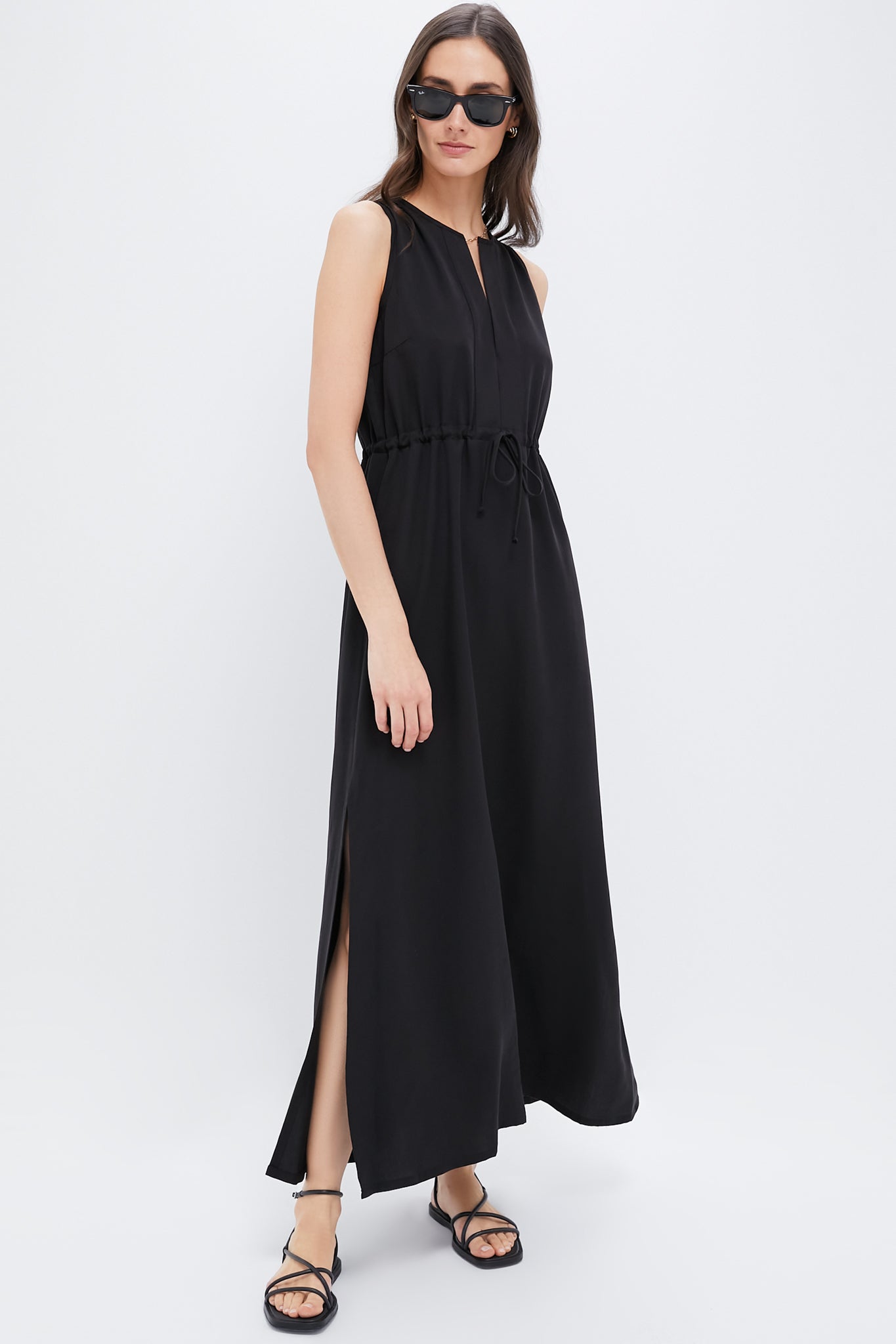 Black Tencel Grecian Keyhole Dress