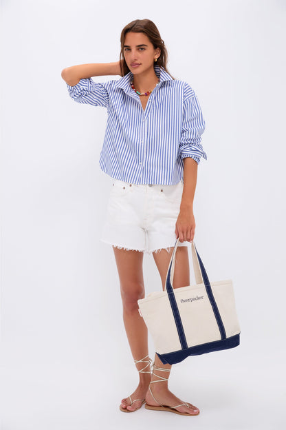 Blue Stripe Cropped Jasper Button Down