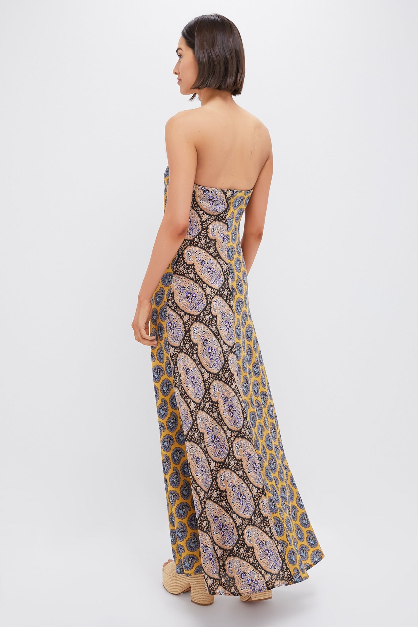 Earthy Patchwork Pietro Silk Maxi Dress