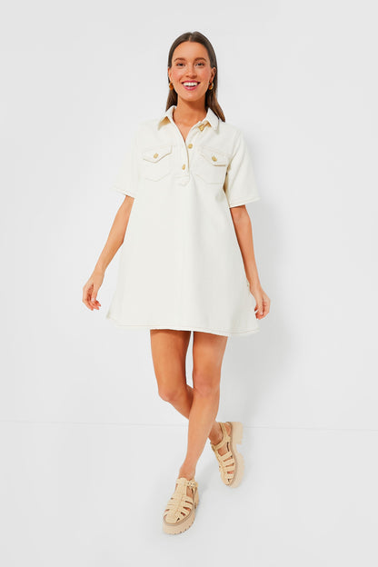 Egret Heavy Denim Mini Dress