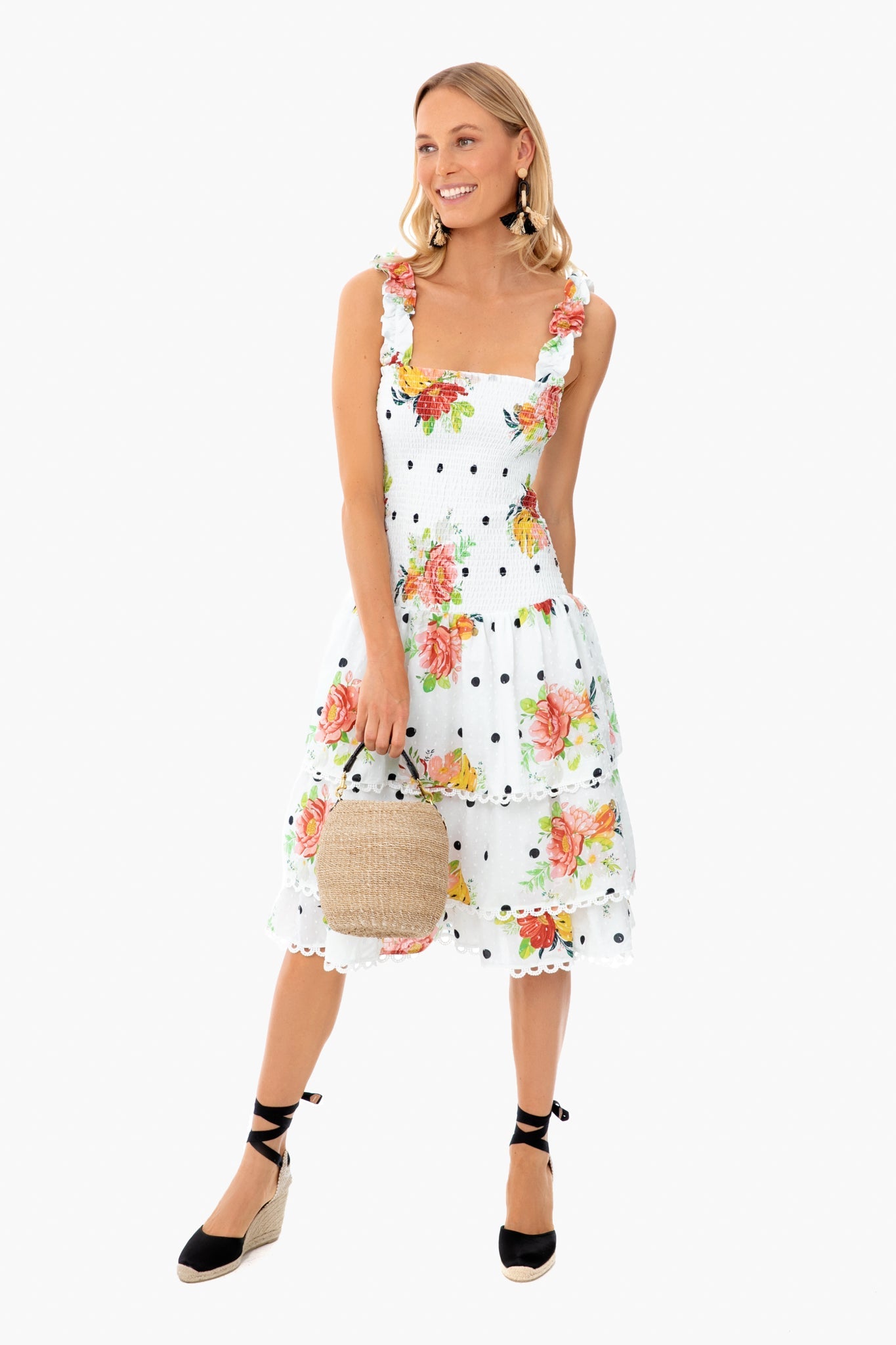 White Nanaju Midi Dress