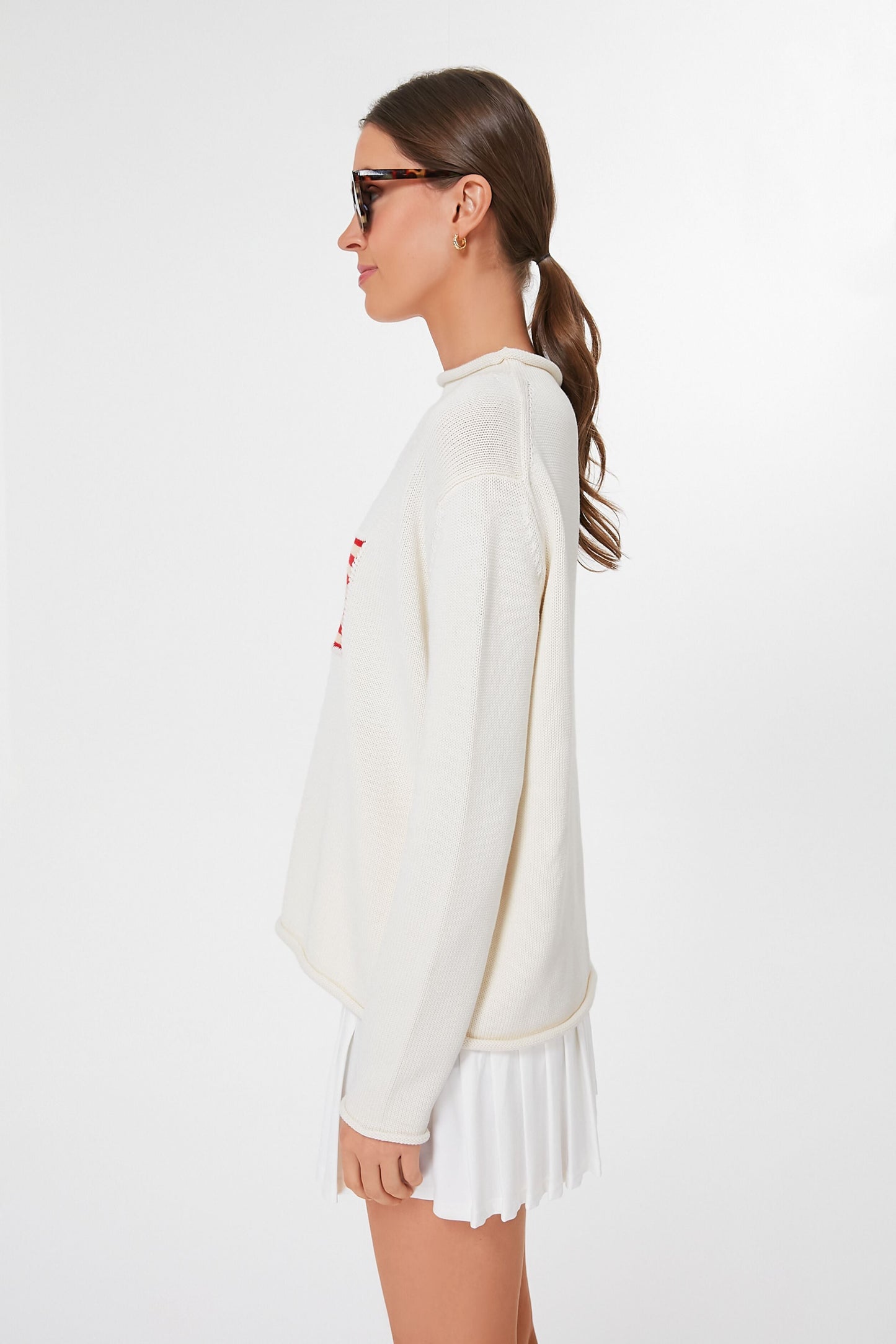 Ivory Cotton Americana Sweater