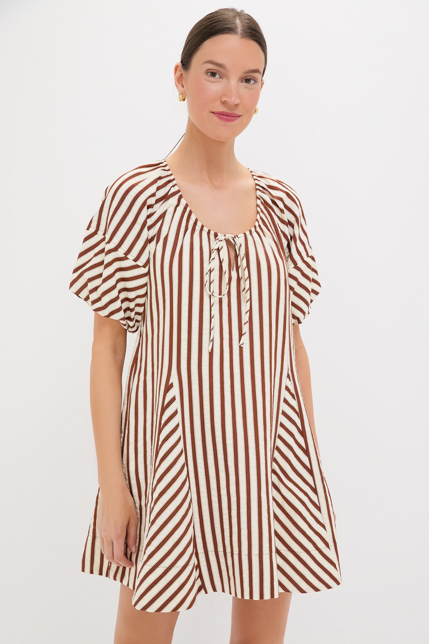 Ivory and Cinnamon Sierra Stripe Easy Shift Dress